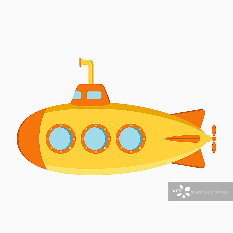 潜艇。带潜望镜的潜水艇。向量图片素材
