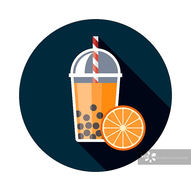 橙色泡泡茶风味图标图片素材