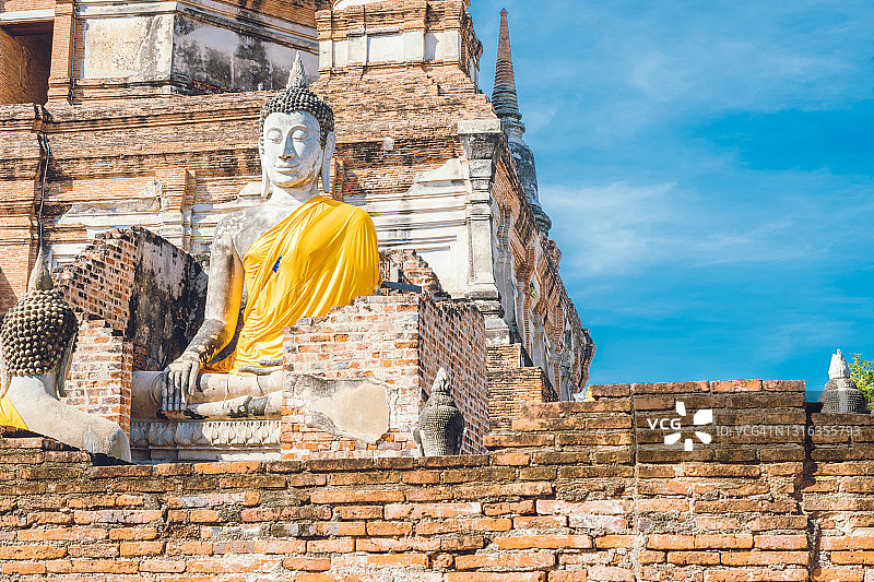 亚洲泰国大城府Yai Chaimongkol佛寺的风景图片素材