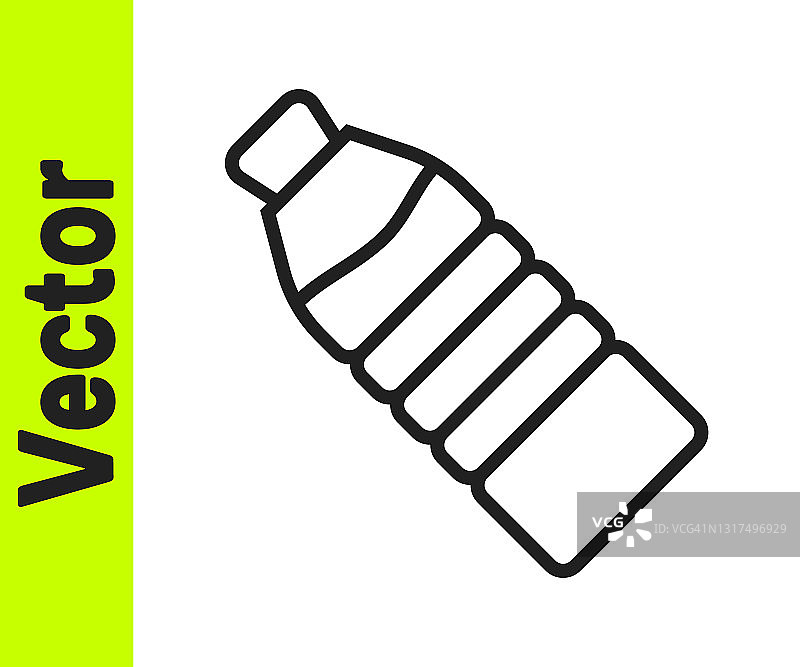 黑线瓶装水图标孤立在白色背景上。苏打水饮料标志。向量图片素材