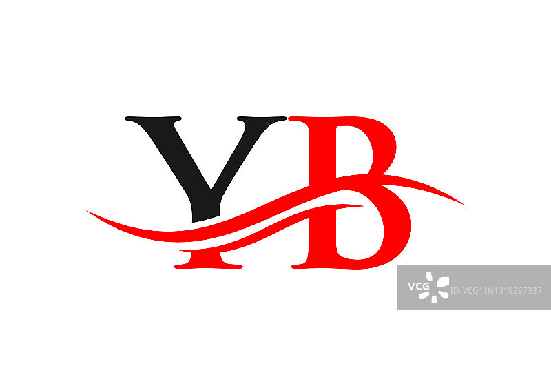水波YB标志矢量。Swoosh字母YB标志设计的企业和公司身份图片素材