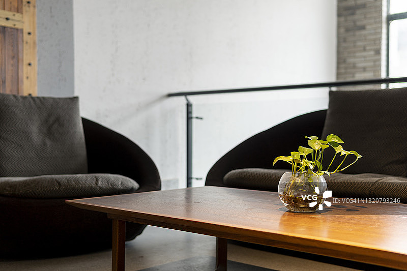 舒适的沙发，桌子和椅子在家里的客厅图片素材