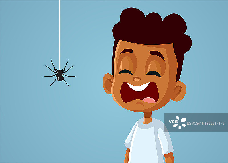 非洲小男孩患有蜘蛛恐惧症图片素材