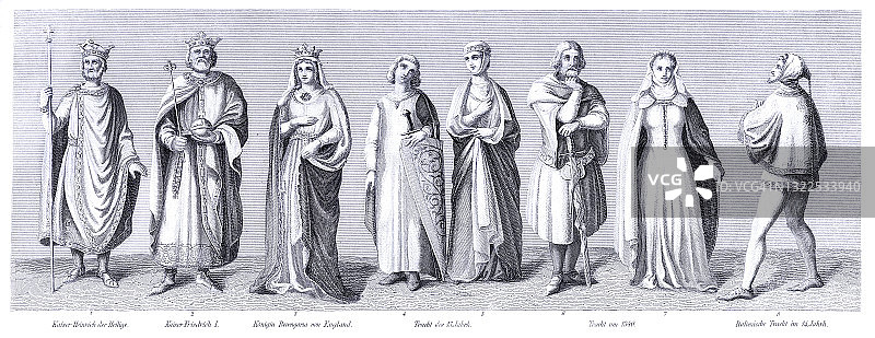 亨利二世的中世纪传统服饰图片素材