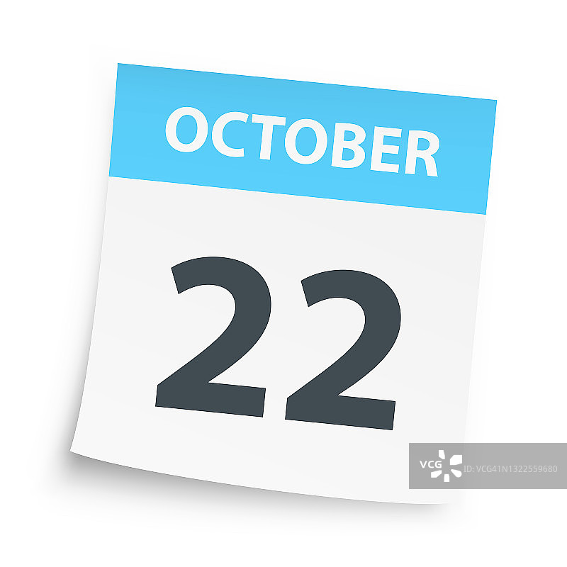 10月22日-日日历在白色的背景图片素材