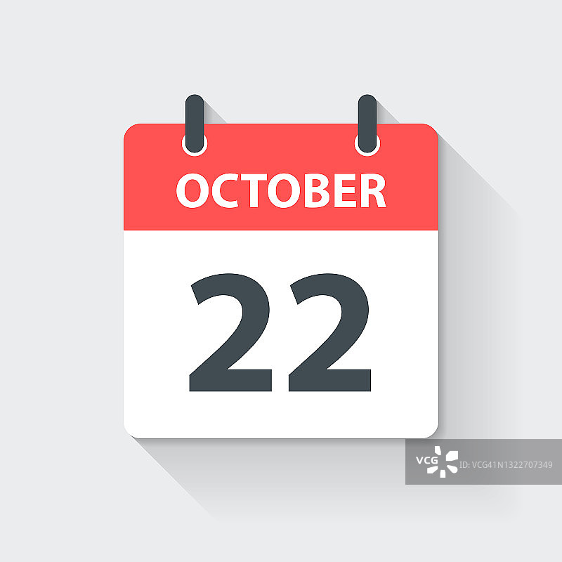 10月22日-日日历图标在平面设计风格图片素材