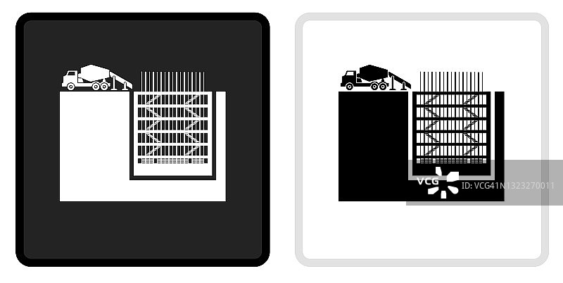 建筑图标在黑色按钮与白色滚动图片素材