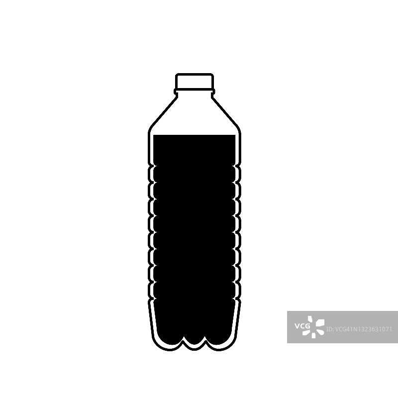 瓶装水在平面图标设计。黑色和白色。图片素材