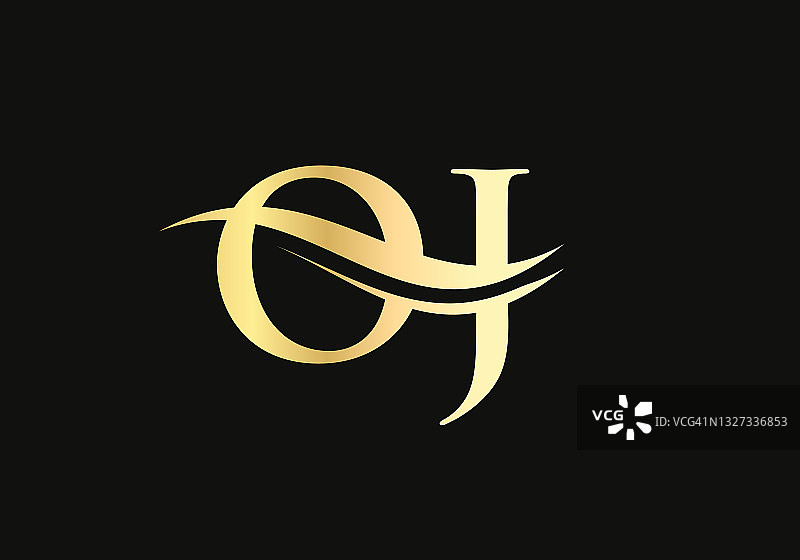 字母OJ标志设计的商业和公司身份。创意OJ字母与豪华概念图片素材