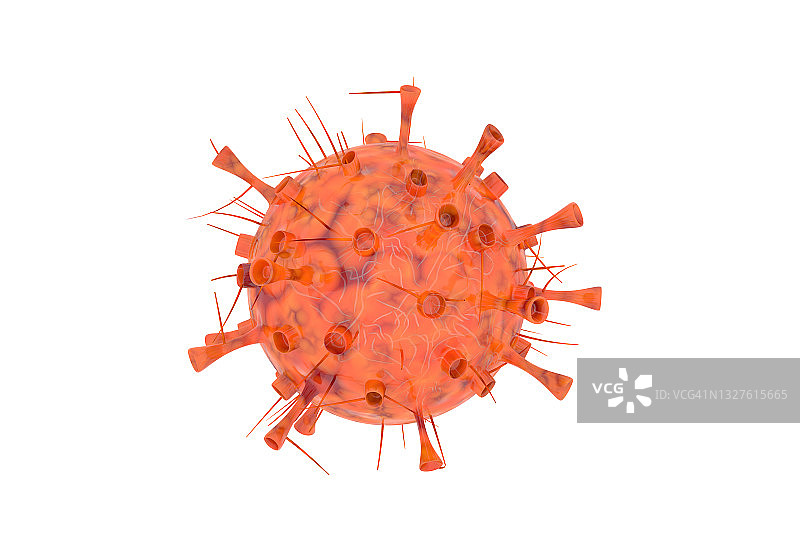 白色背景下的新变种冠状病毒是计算机生成的冠状病毒3D渲染图像。图片素材