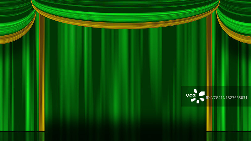 绿色和金色的幕布剧场图像背景图片素材