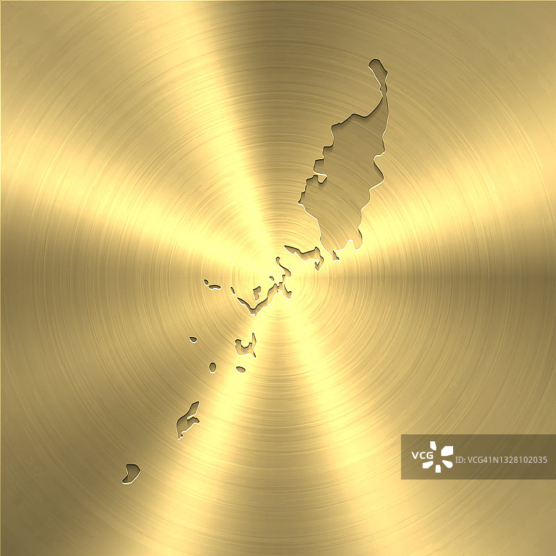 帕劳地图上的黄金背景-圆形拉丝金属纹理图片素材