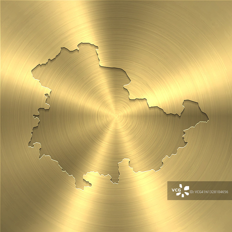 图林根州地图上的金色背景-圆形拉丝金属纹理图片素材