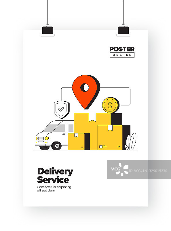 海报，封面和横幅，广告和营销材料的交付服务概念图片素材