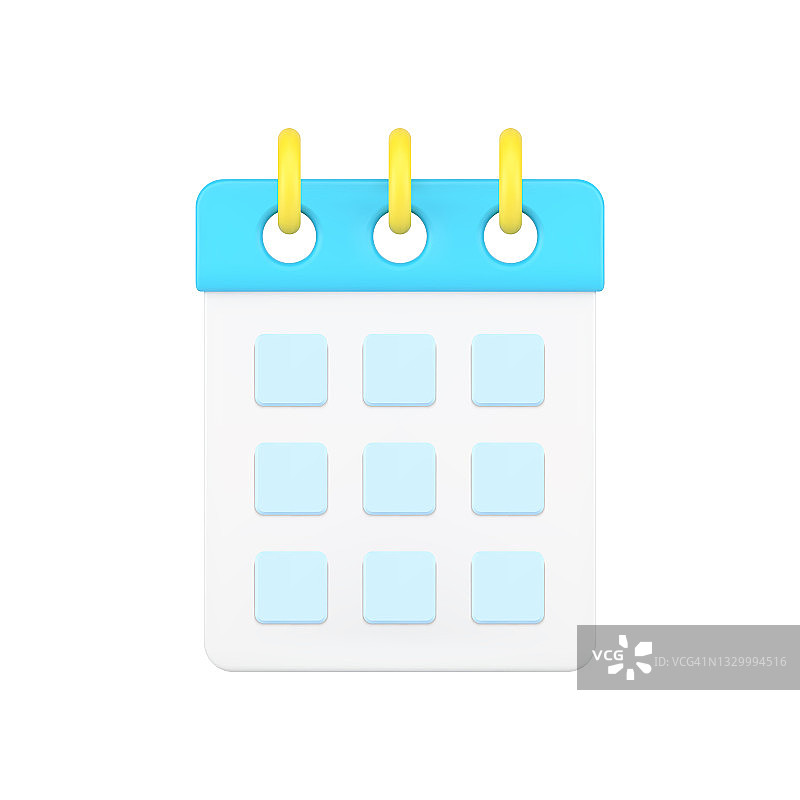 桌面日历3d图标。组织者页与细胞为日期和笔记图片素材