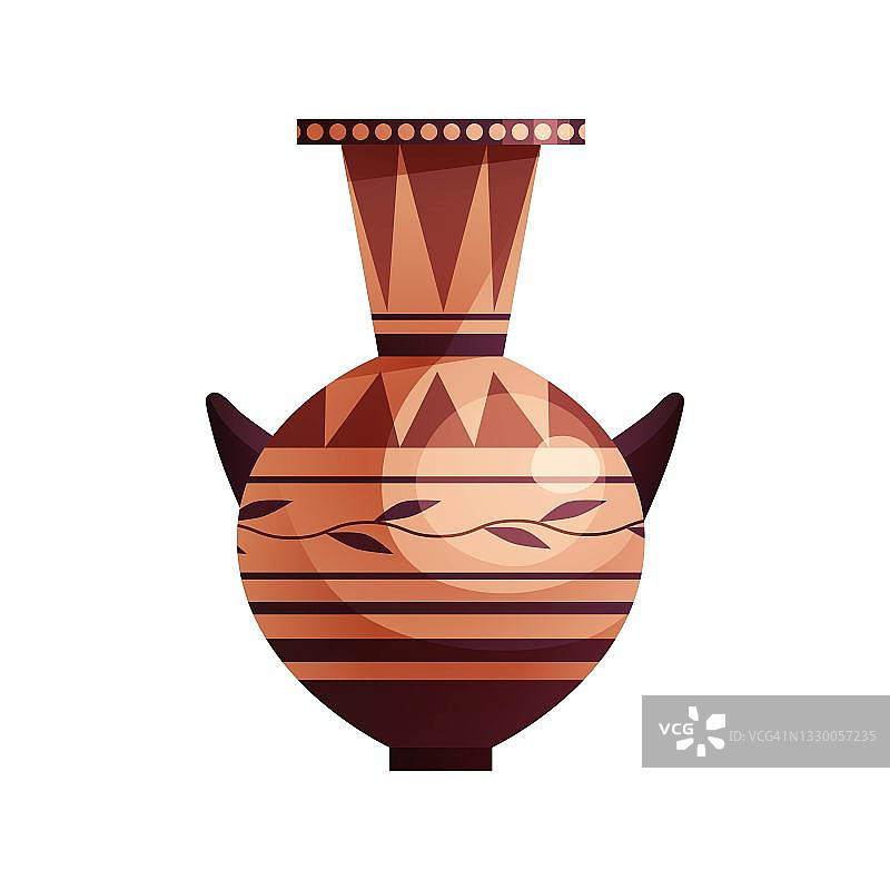古希腊装饰花瓶。古代传统的陶罐或酒壶。向量卡通插图。图片素材