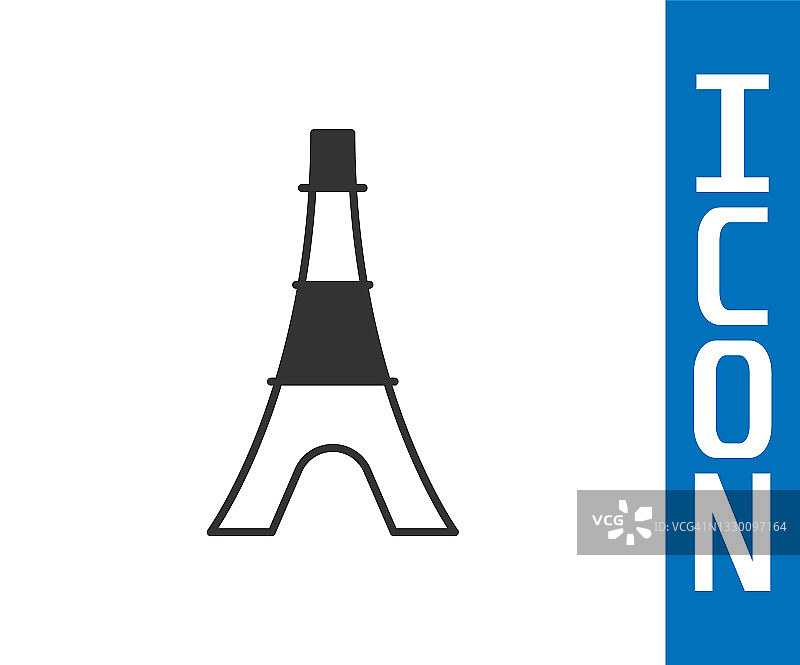 灰色的埃菲尔铁塔图标孤立在白色的背景。法国巴黎的地标标志。向量图片素材