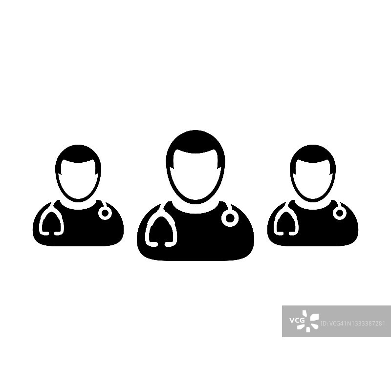 医生图标向量组男医生个人简介头像，用于医疗和健康咨询的象形文字图片素材