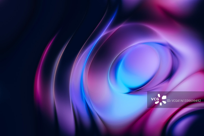 抽象流体蓝紫色流动彩色全息氖抽象彩色背景图片素材