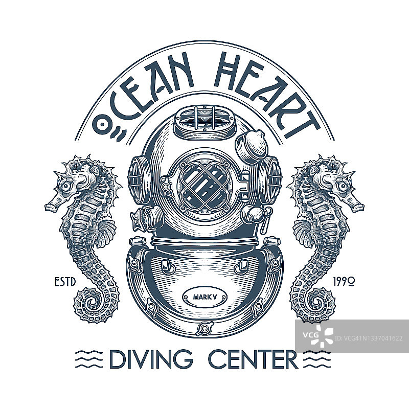 “海洋的心。跳水中心”海报设计。图片素材