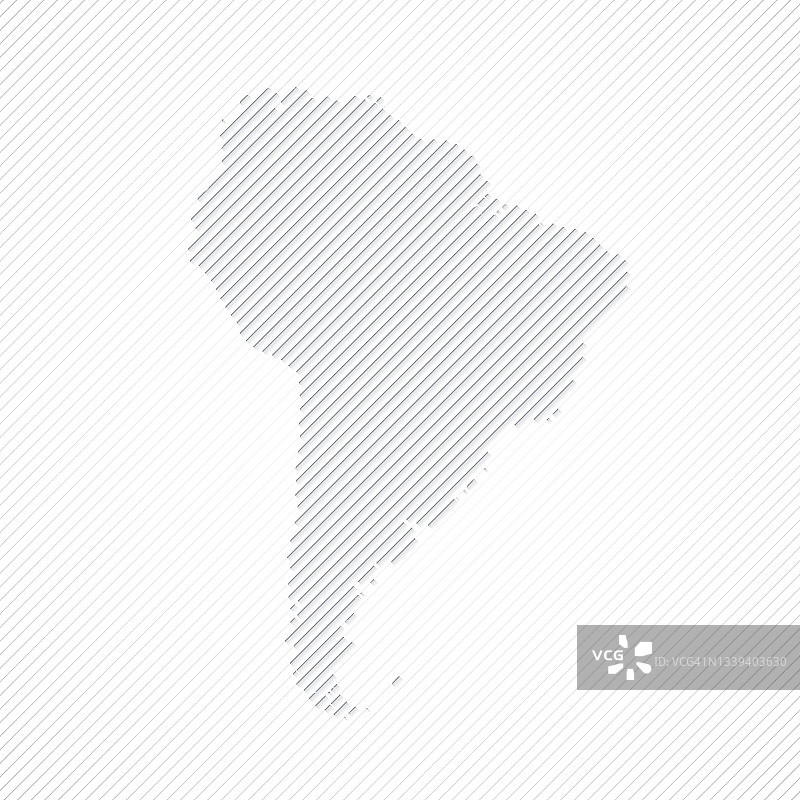 南美洲地图设计在白色背景上的线图片素材