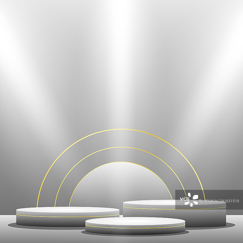 现实的圆形白色讲台在一个光工作室-向量图片素材