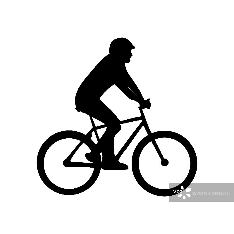 自行车剪影-黑色矢量插图-孤立的白色背景图片素材