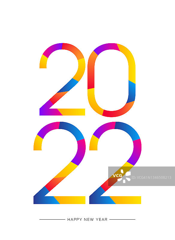 2022年的新年信件。节日贺卡。抽象背景矢量插图。节日设计适用于贺卡、请柬、日历等实物插图图片素材