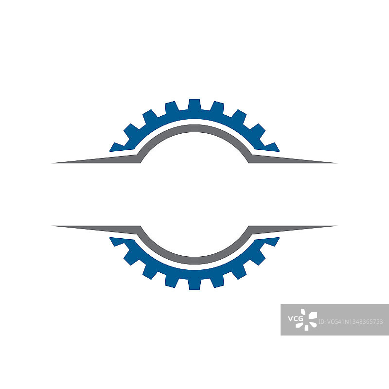与机器、机修工或维修服务相关的对称齿轮标志设计元素图片素材