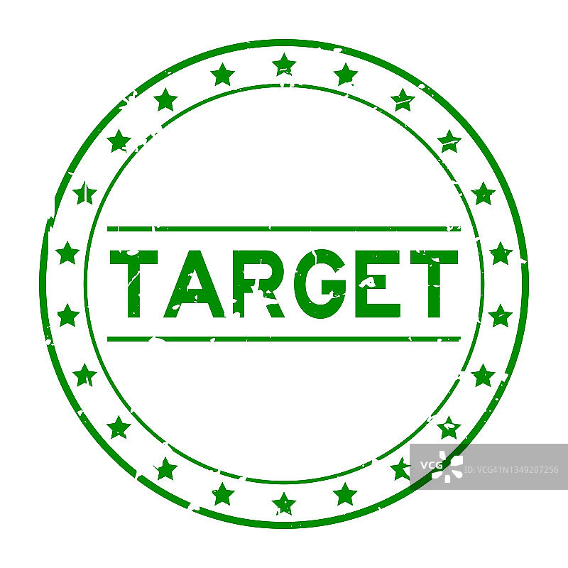 垃圾绿色目标字圆形橡胶印章在白色背景上图片素材