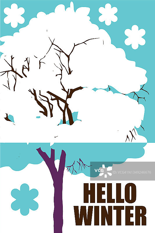 雪树。冬季时间打印模板，背景图案的主题上的冬季传单，卡片，小册子，海报。你的社交网络背景。平面向量的设计。图片素材