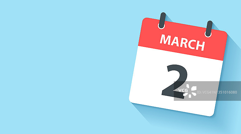 3月2日-每日日历图标在平面设计风格图片素材
