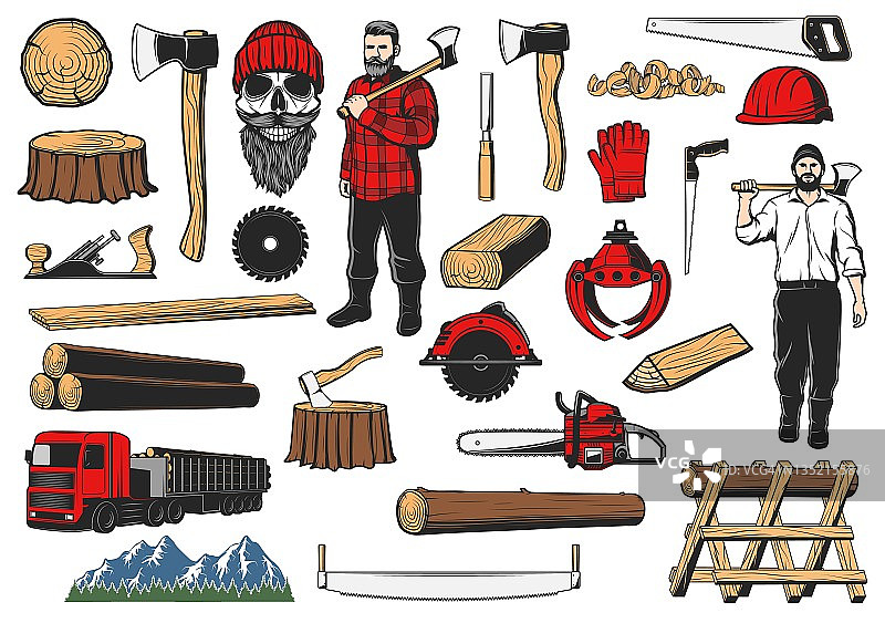 伐木工具，伐木工业设备图片素材
