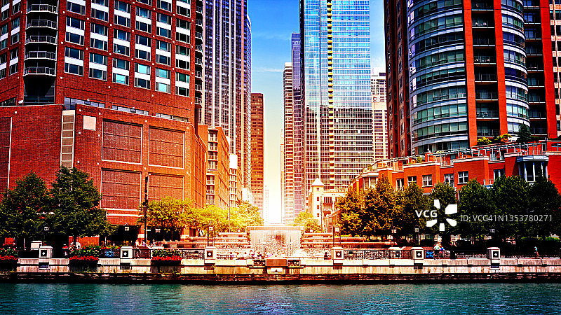 芝加哥。住宅建筑。日出图片素材