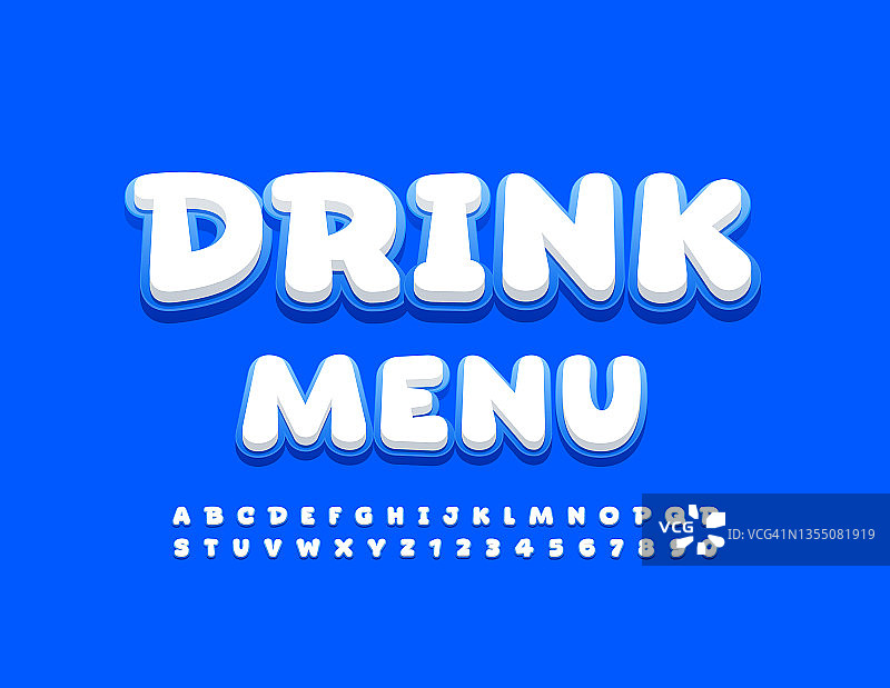 矢量明亮海报饮料菜单。创意字母表字母和数字集图片素材