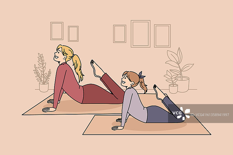 家庭健康生活方式和瑜伽理念图片素材