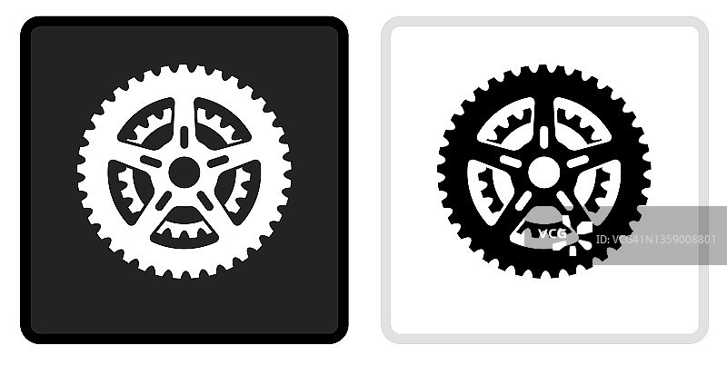 自行车齿轮图标上的黑色按钮与白色翻转图片素材