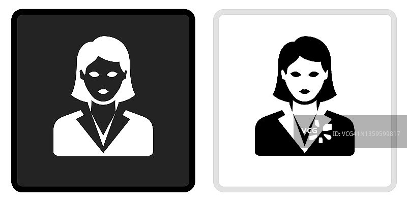 女商人图标黑色按钮与白色翻转图片素材
