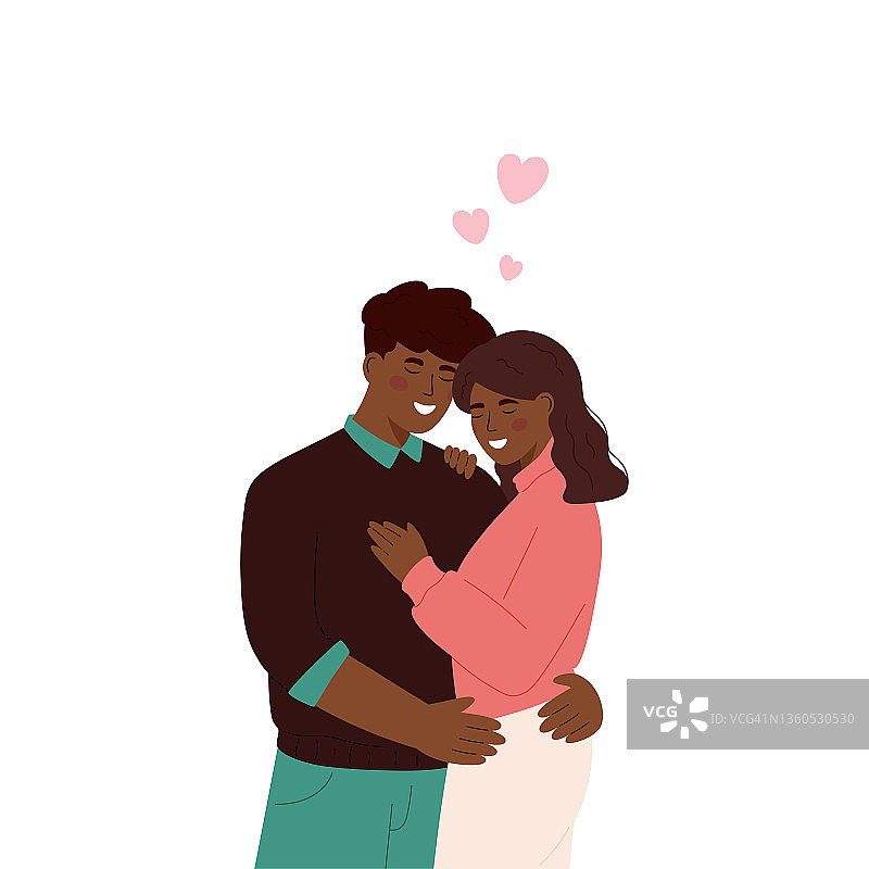 可爱的非洲裔美国夫妇在爱图片素材