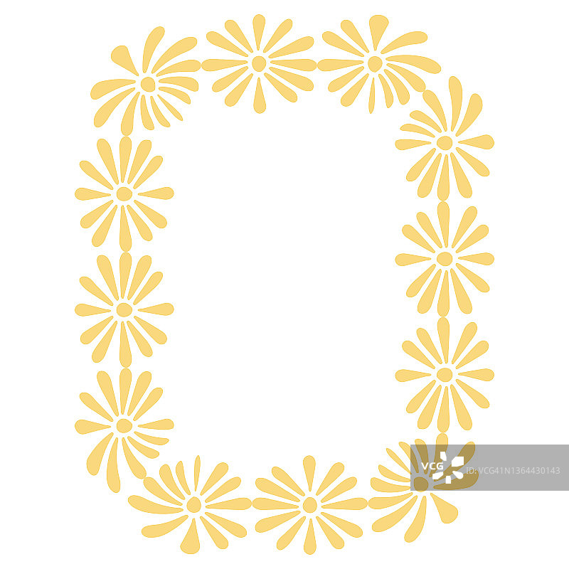 装饰长方形框架黄色雏菊花图片素材