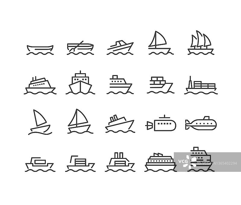 船和船的图标-经典线系列图片素材