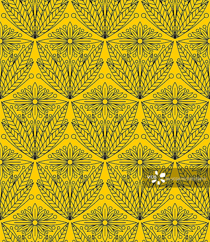 黄色背景与向量复古花卉图案图片素材