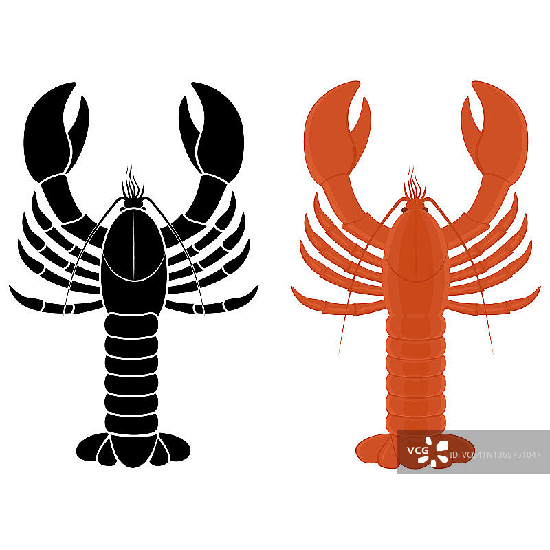 龙虾，颜色孤立向量插图在一个白色的背景在卡通风格图片素材