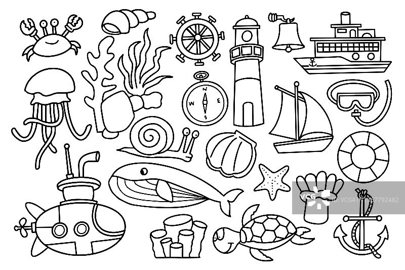 涂鸦航海概念设计图片素材