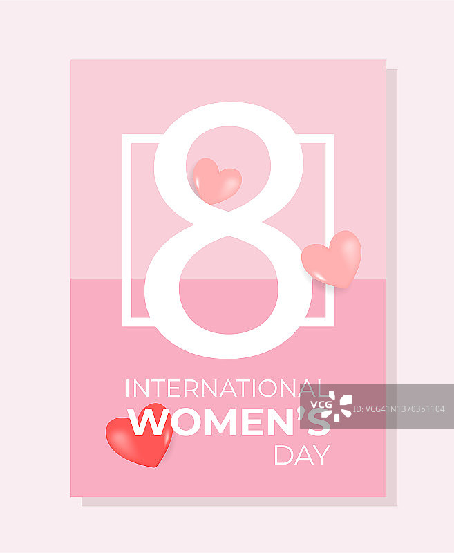 国际妇女节宣传单模板。3月8日。妇女节快乐理念。向量模板与可爱的女人卡片，海报，传单。图片素材