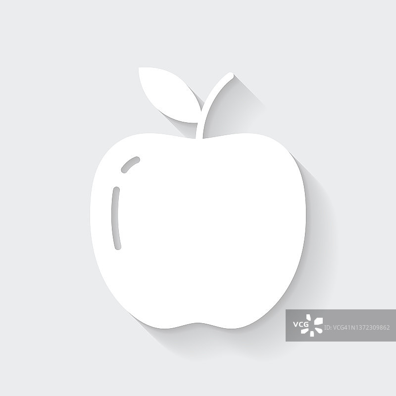 苹果。图标与空白背景上的长阴影-平面设计图片素材