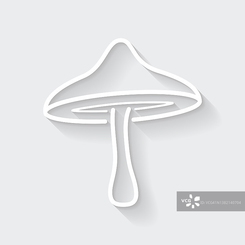 蘑菇。图标与空白背景上的长阴影-平面设计图片素材