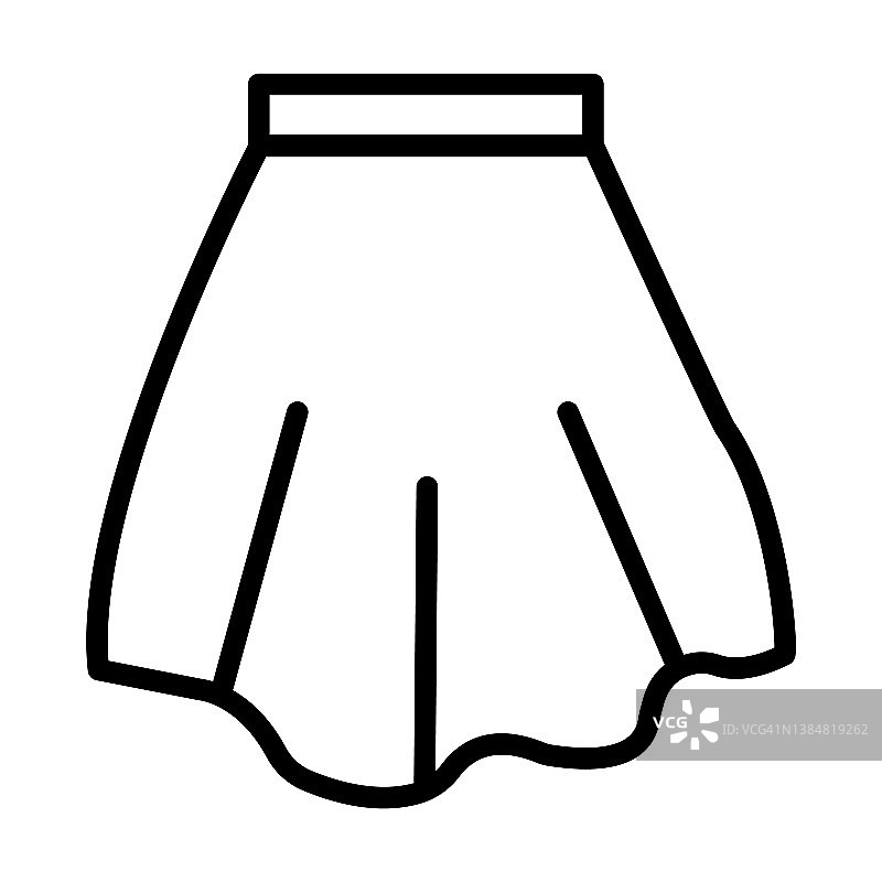 来自时尚系列的短裙图标。薄线性短裙，短裙，短裤轮廓图标孤立在白色背景上。线向量短裙符号，网络和移动符号。图片素材
