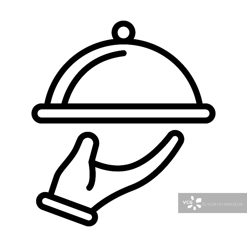 餐厅服务图标从食物和餐厅收集。薄线性餐厅服务，餐厅，服务轮廓图标孤立在白色背景上。餐厅服务符号、矢量线。图片素材