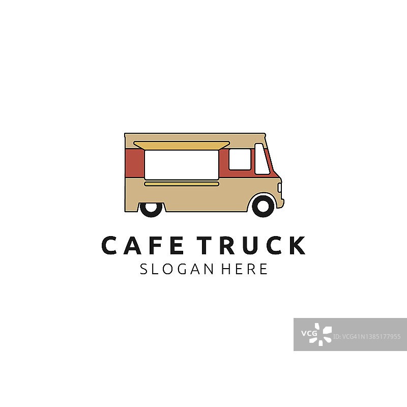 咖啡馆卡车彩色标志插图矢量模板设计图片素材